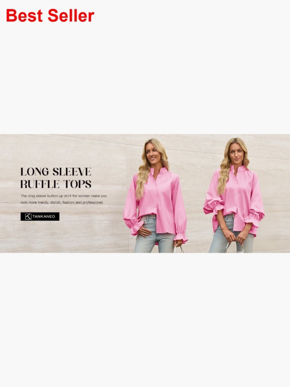 Cotton Puff Sleeve Button Down Blouse Loose Fit V Neck Casual Top - Picture 7 of 7